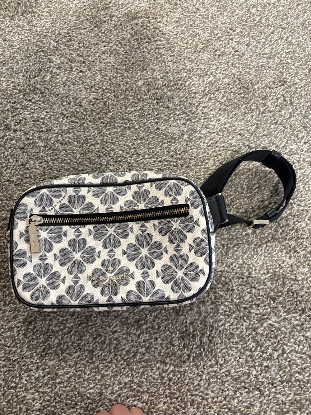 kate spade Black & White Floral Logo Crossbody Belt Bag